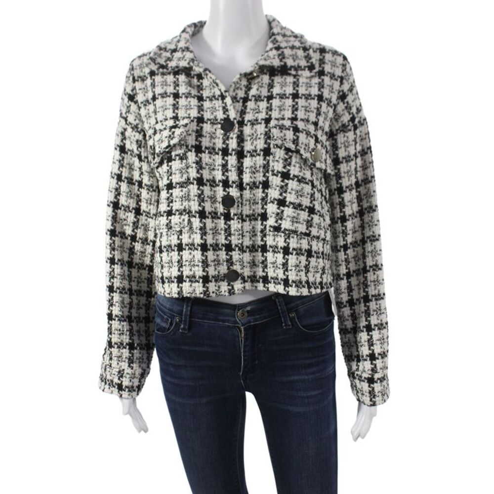 Free For Humanity Women Basic Jacket Black Checked Longsleeve Size One Size